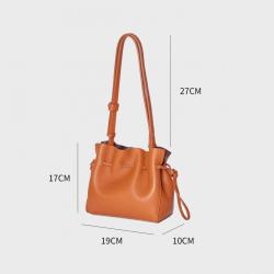 Custom Full Stamped Logo Pu Vegan Leather Shoulder Bag Women's Bucket Bags OEM ODM Factory Price Lady Sling Bags