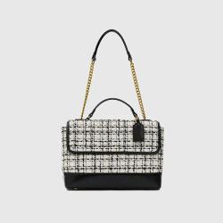 2024 Factory New Customized Vegan Ladies Handbags Hot Sale Chain Tweed Ladies Shoulder Bag Business Women Normal Use Tote Bag