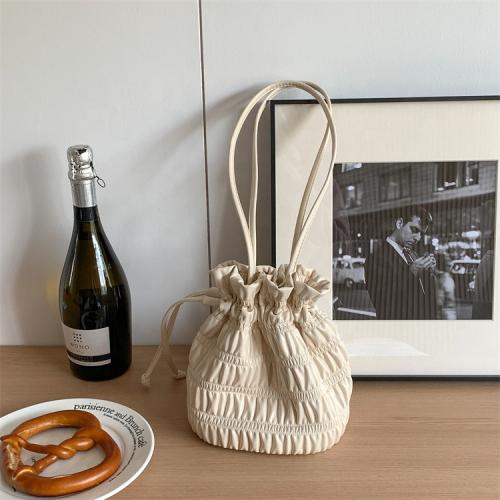 New Drawstring PU Soft Leather Pleated Bag Ladies Large Capacity Trendy Women's Bucket Bags Shoulder Bag for Women
