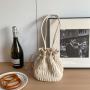New Drawstring PU Soft Leather Pleated Bag Ladies Large Capacity Trendy Women's Bucket Bags Shoulder Bag for Women