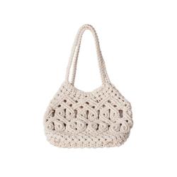 Solid Color Cotton Rope Hand Woven Women'S Handbag Artistic Niche Ins Style Hollow Net Vintage Woven Bag