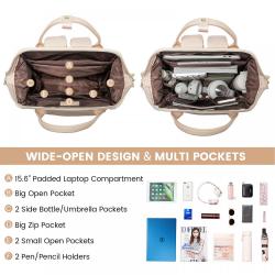 LOVEVOOK 15.6 17 inch Leather Travel Backpacks for Women Nurse College Teacher Work Back pack Ladies Laptop Computer Tote Bags