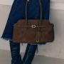 2024 Customized Korean Vintage Suede Large Capacity Shoulder Bag Autumn Winter  Handheld PU Leather Handbag