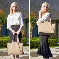LOVEVOOK 15.6 In Leather Work Laptop Tote Bag with Clutch for Women Large Capacity Office Purse Computer Briefcase Shoulder Bag