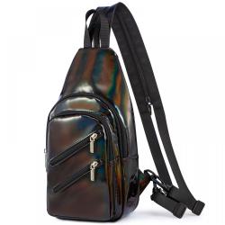 LOVEVOOK 2023 Holographic Sling Bag for Men Women Fashion Laser Reflective Sling Backpack Small Crossbody Shoulder Chest Daypack