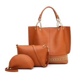 2024 Wholesale 3 Pieces Hand Bag Set For Fashion Women Handbag With Rivets Design