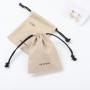 Recyclable Custom Logo Printed Cotton Canvas Drawstring Gift Makeup Pouch Eco-Friendly Cosmetic Packaging Canvas Bag