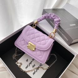 Korean Diamond Lattice Shoulder Bag Women's Messenger Small Square Chain Bag Wholesale PU Ladies Shoulder Bag Customs Handbag