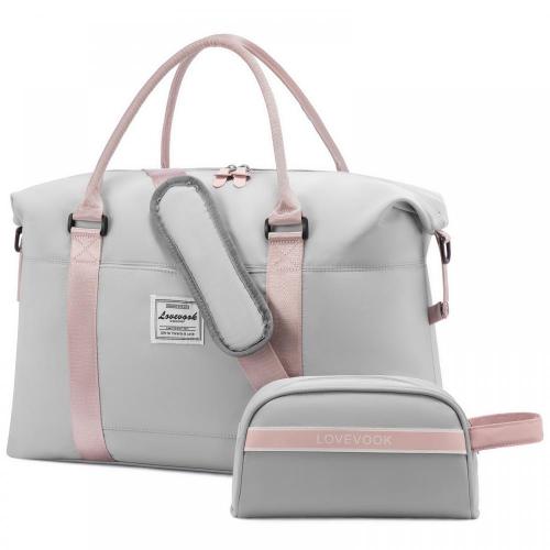LOVEVOOK 2023 2pcs Low MOQ Stock Waterproof Custom Handbags Weekend Duffel Bag with Toiletry Purse Men Women Travel Luggage Bags