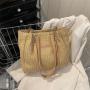 KBW374 Hot Spring Summer Tote Bag New Temperament Fashion Shoulder Beach Bag Large Capacity Solid Colour Woven Bags For Women