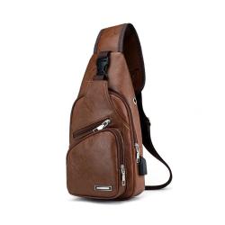 XL011 Fashion Waterproof Classic Crossbody Bag Customized Logo New Version With USB port Earphone Hole Men's Chest Bag