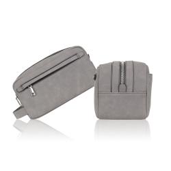 Factory wholesale pu leather makeup bag men toiletry bag leather travel cosmetic bag