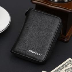 OEM186 Zipper Small Wallets Men Genuine Leather Card Holder Coin Pocket Male Purse Brand High Quality Wallets