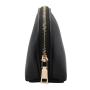 Cross Texture PU Leather Embossed Logo Toilet Bag with Gold Metal Zipper