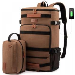 LOVEVOOK Retro Canvas Rucksack Convertible Duffel Bag 40L Outdoor Camping Hiking Fits 17.3 Inch Laptop Travel Backpack