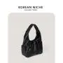 new trendy soft leather shoulder bag Pleated large capacity handbags Four seasons versatile hand bag for girls