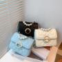ZR365 Women's Texture Lingge Chain Shoulder Bag 2023 Korean Version Foreign Style Crossbody Solid Color Small Square Bag