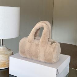 2024 Autumn Lazy Plush Bag New Small Handbag Cute Furry Cylindrical Bag