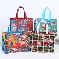 KBW641 Hot Selling Gift Packaging Bags Large Capacity Portable Folding Christmas Handbags Hot Gold Lamination Non-woven Bags