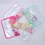Keymay Hot Sale RTS Stock DIY Chenille Glitter Letter Patches Washbag Cosmetics Bag Vinyl Cosmetic Bags flat makeup bag