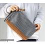 Custom Stripe Printed Makeup Pouch Travel Portable Recycled Eco Friendly Oxford Cosmetic Bag For Women