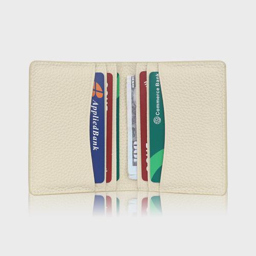 Factory wholesale leather business card holder lychee pattern mens leather bifold card holder wallet