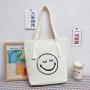 Wholesale New Student Canvas Bag Custom Logo Simple Cute Smiling Face Girl Shoulder Tote Portable Shopping Bag for Females