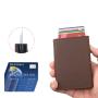 Genuine Leather RFID Blocking Slim Minimalist Thin Front Pocket Card Holder Rfid Wallet Metal Card Case Luxury Anti Money Clip