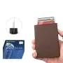 Genuine Leather RFID Blocking Slim Minimalist Thin Front Pocket Card Holder Rfid Wallet Metal Card Case Luxury Anti Money Clip