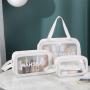 Portable Gift Makeup Holiday Pvc Wash Bag Three Piece Set Transparent PU Matte Storage Large Capacity for Women