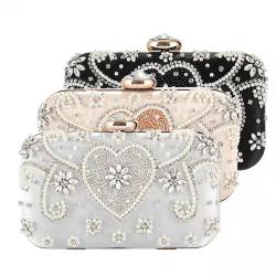 2022 Ladies Designer Bags High Quality Dazzling Shiny Pearl Diamond Clasp Women Crystal Purse Evening Handbags Wedding Clutch