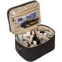Double Layer Travel Makeup Bag with Strap Black Travel Hanging Makeup Bag Top Layer for Brushes