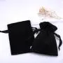 Accept Custom Logo Size Velvet Material Drawstring Bag Black Soft Velvet Jewelry Gift Packaging Pouch