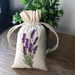 Custom Embroidery Logo Cotton Muslin Drawstring Packing Bag Cotton Gift Packing Pouch
