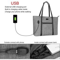 USB Port Laptop Tote Bag for Women Compatible with MacBook 17-17.3 inch Notebook  Chromebook Lightweight