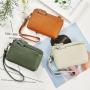 Custom Brand Designer Leather Wallets Soft PU Leather Clutch Wallet with Wrist Strap