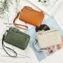 Custom Brand Designer Leather Wallets Soft PU Leather Clutch Wallet with Wrist Strap