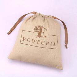 Wholesale Custom Logo Printing Canvas Christmas Gift Wedding Favor Bag Drawstring Cotton Dust Gift Packaging Pouch