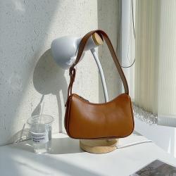 Japanese women's new fashion design handbag simple solid color shoulder bag PU rectangular temperament armpit bag