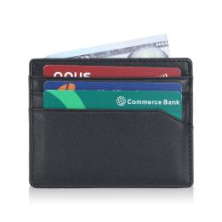Wholesale Universal Slim Minimalist Front Pocket Wallet Rfid Blocking Credit Card Holder Leather Card Cases With Id Window