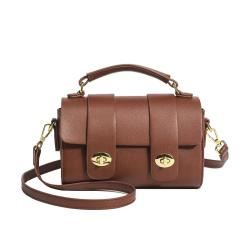 2024 Vegan Leather Ladies Hand Bags Two Buttons Design Shoulder Bag With Removable Strap