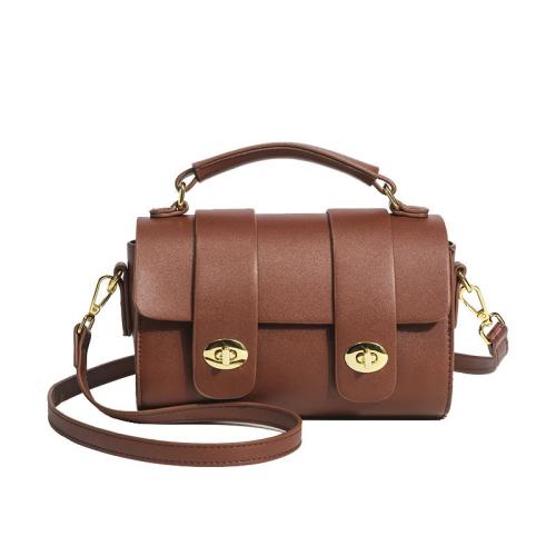 2024 Vegan Leather Ladies Hand Bags Two Buttons Design Shoulder Bag With Removable Strap