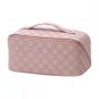 Gelory Custom Logo Portable Travel Large Capacity Wash Bag PU Leather Cosmetics Storage Bag Pouch Waterproof
