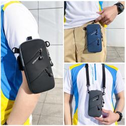ZR910 New Arm Bag Men's PU Fitness Wrist Bag Leisure Letters Waterproof Portable Outdoor Sports Running Phone Waist Bag
