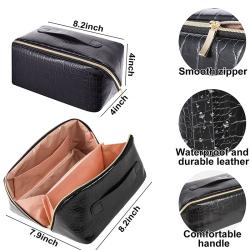 Anti-dust Luxury Handbag PU Leather Portable Makeup Box Bag Customize Label Clear With Strap For Women 2024 Ladies Cosmetic Bag
