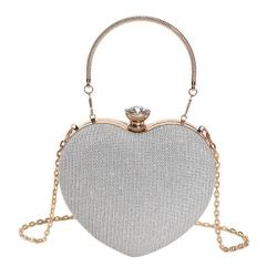 HR553 Women Heart Shaped Beauty Chain Rhinestone Dinner Bag Luxury Lock Buckle Handbag Fashion Trend Shoulder Crossbody Bag