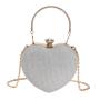 HR553 Women Heart Shaped Beauty Chain Rhinestone Dinner Bag Luxury Lock Buckle Handbag Fashion Trend Shoulder Crossbody Bag