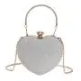 HR553 Women Heart Shaped Beauty Chain Rhinestone Dinner Bag Luxury Lock Buckle Handbag Fashion Trend Shoulder Crossbody Bag
