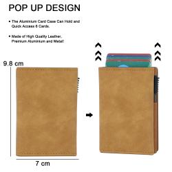Wholesale Crazy Horse Leather Wallet Automatic Pop up Credit Card Coin Purse Aluminum Wallet