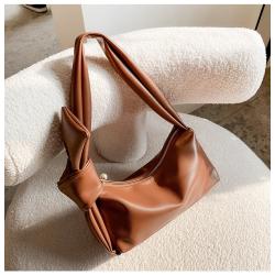 Wholesale Pure Color Bow Knot Shoulder Bag Pearl Zip Soft Leather Messenger Bag Luxury Underarm Hand Bags Dumpling Purses
